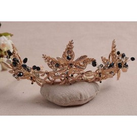 Dragonfly Austrian Rhinestone Crystal Bead Veil Theater Party Costume Headband Headpiece Tiara Hair Crown Gold-plate T090