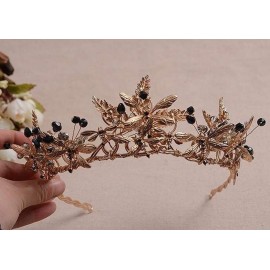Dragonfly Austrian Rhinestone Crystal Bead Veil Theater Party Costume Headband Headpiece Tiara Hair Crown Gold-plate T090