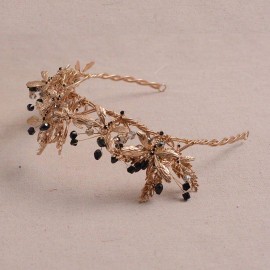 Dragonfly Austrian Rhinestone Crystal Bead Veil Theater Party Costume Headband Headpiece Tiara Hair Crown Gold-plate T090