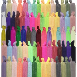 79STYLE 300pcs Elastic Hair Ties Ouchless No Crease Ouchless Ribbon Ponytail Holders Bulk Colorful Yoga Twist Hair Bands Hair Accessories Hand Knotted Fold Over Solid Colors (Multiple 20 Colors)