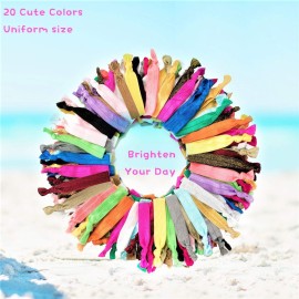 79STYLE 300pcs Elastic Hair Ties Ouchless No Crease Ouchless Ribbon Ponytail Holders Bulk Colorful Yoga Twist Hair Bands Hair Accessories Hand Knotted Fold Over Solid Colors (Multiple 20 Colors)