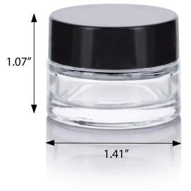 Clear Glass 0.25 oz Small Thick Wall Balm Jars with Black Foam Lined Smooth Lids (12 pack)