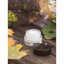 Clear Glass 0.25 oz Small Thick Wall Balm Jars with Black Foam Lined Smooth Lids (12 pack)