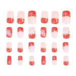 Lurrose 24pcs False Nail Tips Full Cover Christmas Snowflake Fake Nails Art Stickers DIY