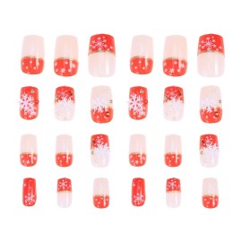 Lurrose 24pcs False Nail Tips Full Cover Christmas Snowflake Fake Nails Art Stickers DIY Lurrose 24pcs False Nail Tips Full Cover Christmas Snowflake Fake Nails Art Stickers DIY