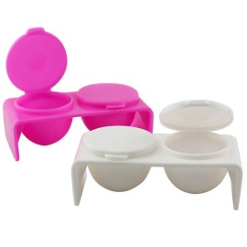 4Pcs Double Cup Plastics Nail Art Cup Bowl Soaking Dish Dappen Dish with Lids for Mixing Acrylic Powder Liquid Nail Art Tools (White and Rose Red)