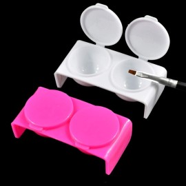 4Pcs Double Cup Plastics Nail Art Cup Bowl Soaking Dish Dappen Dish with Lids for Mixing Acrylic Powder Liquid Nail Art Tools (White and Rose Red)