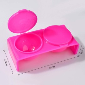 4Pcs Double Cup Plastics Nail Art Cup Bowl Soaking Dish Dappen Dish with Lids for Mixing Acrylic Powder Liquid Nail Art Tools (White and Rose Red)