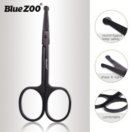 BlueZOO Beard Mustache Scissors and Comb Kit with PU Storage Bag, Rounded Safety Nose Hair Scissor for Men and Women Care Grooming, Ear Trimming Tool, Shears for Personal Grooming, Cutting & Styling BlueZOO Beard Mustache Scissors and Comb Kit with PU Storage Bag, Rounded Safety Nose Hair Scissor for Men and Women Care Grooming, Ear Trimming Tool, Shears for Personal Grooming, Cutting & Styling