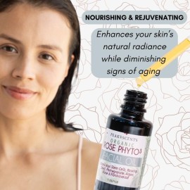 Peak Scents Organic Rose Phyto Facial Oil - Rosehip and Argan Oil Infused with Rose Extract and Frankincense Essential Oil - Ideal for Gua Sha Massage, Anti-Aging Face Oil (1oz)
