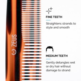 ZEUS Large Hair Comb, 7.5 Handcrafted Saw-Cut Non-Static Hair Comb for Men (Tortoiseshell) Y12 ZEUS Large Hair Comb, 7.5 Handcrafted Saw-Cut Non-Static Hair Comb for Men (Tortoiseshell) Y12