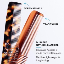 ZEUS Large Hair Comb, 7.5 Handcrafted Saw-Cut Non-Static Hair Comb for Men (Tortoiseshell) Y12 ZEUS Large Hair Comb, 7.5 Handcrafted Saw-Cut Non-Static Hair Comb for Men (Tortoiseshell) Y12