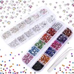 3000 PCS Rhinestones for Craft, PHOGARY AB Rhinestones Flat Back (Small Size 1.5-5 mm) 13 Colors with Pick Up Tweezer for Crafts Nail Face Art Clothes Shoes Bags Phone Case DIY