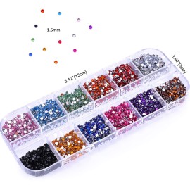3000 PCS Rhinestones for Craft, PHOGARY AB Rhinestones Flat Back (Small Size 1.5-5 mm) 13 Colors with Pick Up Tweezer for Crafts Nail Face Art Clothes Shoes Bags Phone Case DIY