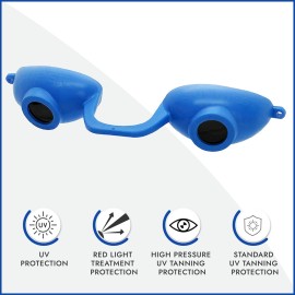 Super Sunnies Flex Flexible UV Eye Protection, FDA Compliant Individual Tanning Bed Goggles Eyeshields, With a Clear Case/Box (Blue) Super Sunnies Flex Flexible UV Eye Protection, FDA Compliant Individual Tanning Bed Goggles Eyeshields, With a Clear Case/Box (Blue)