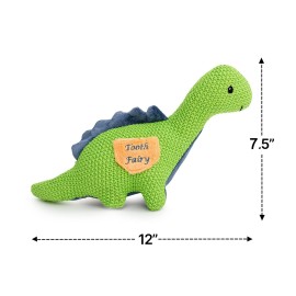 Maison Chic Tooth Fairy Kit - Danny The Dinosaur Plush Figure w/Pocket, Loose Tooth a Tooth Fairy Book for Little Boys About to Loose a Tooth