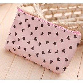HappyDaily Pack of 7 Fashion Design Muliti-functional Bag Using as Makeup bag or Cosmetic Pouch or Travel Toiletry or Carrying Purse (Heart(Pink/Hotpink/Red/Black)+Polka Dot(Hotpink/Red)+Leopard)