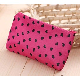 HappyDaily Pack of 7 Fashion Design Muliti-functional Bag Using as Makeup bag or Cosmetic Pouch or Travel Toiletry or Carrying Purse (Heart(Pink/Hotpink/Red/Black)+Polka Dot(Hotpink/Red)+Leopard)