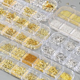 editTime 5 Boxes Gold Silver 3D Metal Punk Studs Star Moon Heart Triangle Ring Square Rivet Gems Nail Art Jewels and 4 Sheets Nail Stickers with a Curved Tweezers and a Nail Brush (gold & silver)