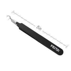 Blackhead Acne Extraction Tweezers - FEITA Pro & Surgical-Grade Stainless Steel Bend Curved Comedone Extractor Tweezer Tool for Remove Whitehead and Clogged Pores, Pimple - Black