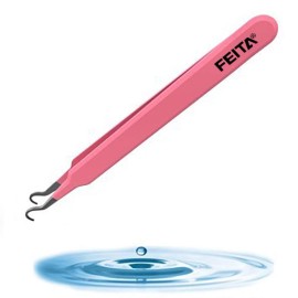 Blackhead Acne Extraction Tweezers - FEITA Pro & Surgical-Grade Stainless Steel Bend Curved Comedone Extractor Tweezer Tool for Remove Whitehead and Clogged Pores, Pimple - Pink