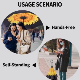 LLanxiry Windproof Inverted Umbrella, Large Reverse Umbrellas for Rain with C-shaped Handle Big Upside Down Inside Out Umbrella for Women & Men (sunflower) LLanxiry Windproof Inverted Umbrella, Large Reverse Umbrellas for Rain with C-shaped Handle Big Upside Down Inside Out Umbrella for Women & Men (sunflower)