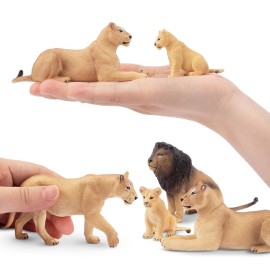 Toymany 6PCS Realistic Lion Figurines with Lion Cubs, 2-5 Jungle Animals Figures Family Set Includes Baby Lions, Educational Toy Cake Toppers Christmas Birthday Gift for Kids Toddlers