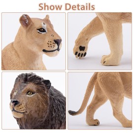Toymany 6PCS Realistic Lion Figurines with Lion Cubs, 2-5 Jungle Animals Figures Family Set Includes Baby Lions, Educational Toy Cake Toppers Christmas Birthday Gift for Kids Toddlers