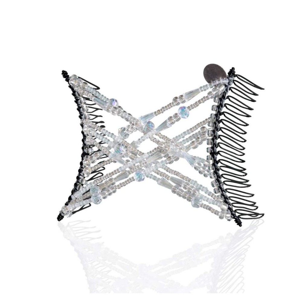 Sparkling Decorative Crystal Hair Clip for Fine, Thin, Sleek & Straight Hair - Double Comb for Easy Comfy Styles, Holds Snug, No Pressure, UpDo, Ponytail, French Twist, Bun (Crystal Medium)
