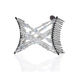 Sparkling Decorative Crystal Hair Clip for Fine, Thin, Sleek & Straight Hair - Double Comb for Easy Comfy Styles, Holds Snug, No Pressure, UpDo, Ponytail, French Twist, Bun (Crystal Medium)
