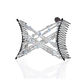 Sparkling Decorative Crystal Hair Clip for Fine, Thin, Sleek & Straight Hair - Double Comb for Easy Comfy Styles, Holds Snug, No Pressure, UpDo, Ponytail, French Twist, Bun (Crystal Medium)
