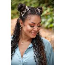 Sparkling Decorative Crystal Hair Clip for Fine, Thin, Sleek & Straight Hair - Double Comb for Easy Comfy Styles, Holds Snug, No Pressure, UpDo, Ponytail, French Twist, Bun (Crystal Medium)