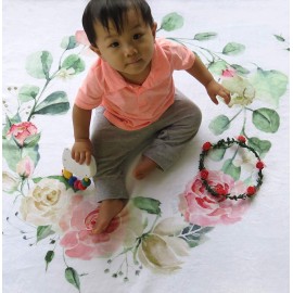 Baby Monthly Milestone Blanket for Girl & Boy - Floral Plush Fleece for Baby Photo - Baby Shower/Registry Gift - Baby Safe Soft Wrinkle Free - Swaddle and Throw - Bonus Wreath + Organic Cotton Bib