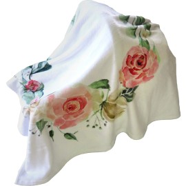 Baby Monthly Milestone Blanket for Girl & Boy - Floral Plush Fleece for Baby Photo - Baby Shower/Registry Gift - Baby Safe Soft Wrinkle Free - Swaddle and Throw - Bonus Wreath + Organic Cotton Bib