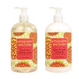 Greenwich Bay Trading Company Botanical Collection Bundle: Pomegranate Shea Butter - 16 Ounce Shea Butter Lotion & 16 Ounce Hand Soap