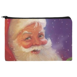 Christmas Holiday Santa Snow Flurries Makeup Cosmetic Bag Organizer Pouch