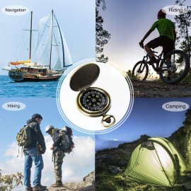 Leabertee Multifunctional Zinc Alloy Classic Compass for Hiking, Camping, Motoring, Boating, Backpacking, Gift and Collection