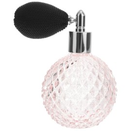 Topxome 1pcs 100ml Vintage Perfume Bottle Short Spray Atomizer Refillable Empty Glass (Pink,Silver Spray)