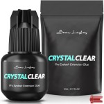 Crystal Clear Professional Eyelash Extension Glue | Super Strong Clear Lash Adhesive for Long Lasting Semi Permanent Individual Lash Eyelash Extensions | 1-2s Fast Drying / 7 Weeks Retention