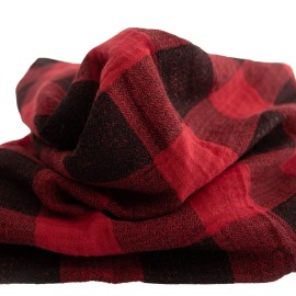 Little Unicorn Premium Cotton Swaddle Baby Blanket | Breathable Fabric | for swaddling, Play, Nursing & More (Red Plaid)