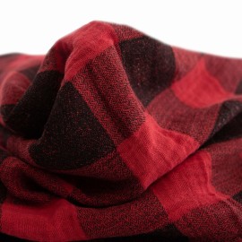 Little Unicorn Premium Cotton Swaddle Baby Blanket | Breathable Fabric | for swaddling, Play, Nursing & More (Red Plaid)