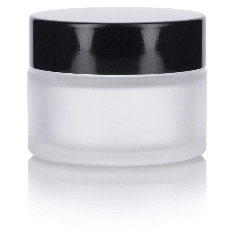 1 oz Frosted Clear Glass Balm Jars with Black Smooth Foam Lined Lids (12 Pack) 1 oz Frosted Clear Glass Balm Jars with Black Smooth Foam Lined Lids (12 Pack)
