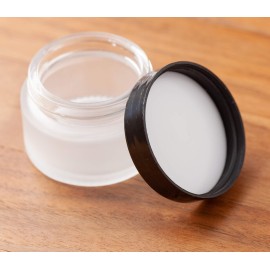 1 oz Frosted Clear Glass Balm Jars with Black Smooth Foam Lined Lids (12 Pack) 1 oz Frosted Clear Glass Balm Jars with Black Smooth Foam Lined Lids (12 Pack)