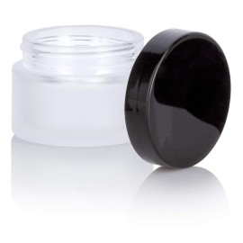 1 oz Frosted Clear Glass Balm Jars with Black Smooth Foam Lined Lids (12 Pack) 1 oz Frosted Clear Glass Balm Jars with Black Smooth Foam Lined Lids (12 Pack)