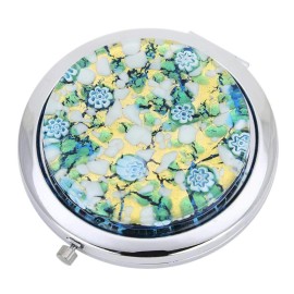 Glass Of Venice Murano Glass Millefiori Folding Compact Mirror - Aqua Gold