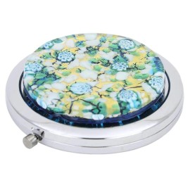 Glass Of Venice Murano Glass Millefiori Folding Compact Mirror - Aqua Gold