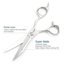 Barber Scissors Hair Scissors Hair Shears Professional Haircut Scissors 6 Inch 440c Barber Shears Sharp Hair Cutting Scissors KINSARO Barber Scissors Hair Scissors Hair Shears Professional Haircut Scissors 6 Inch 440c Barber Shears Sharp Hair Cutting Scissors KINSARO