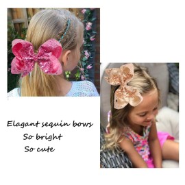 15Pcs Bling 6 Inch Hair Bows Large Big Sparkly Glitter Sequin Bows Alligator Hair Clips for Baby Girls Toddlers Kids Children Teens