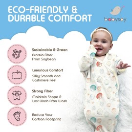 Babysoy Long Sleeve Pattern Sleep Sack Wearable Blanket (12-24 Months, Rainbow-Peony)