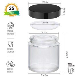 Encheng 12Pack of 4 oz Clear Round Glass Jars, with Inner Liners and black Lids,Empty Cosmetic Containers,Cream jars Encheng 12Pack of 4 oz Clear Round Glass Jars, with Inner Liners and black Lids,Empty Cosmetic Containers,Cream jars